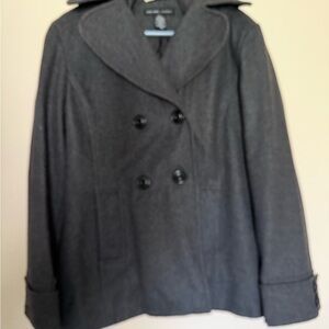 New York & Company Gray Peacoat with Structured Shoulders